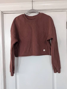 Vuori Restore Crop Crew Sweatshirt women's size small hazelnut brown athleisure - Picture 1 of 6