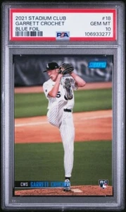 PSA 10 Garrett Crochet 2021 Topps Stadium Club Blue Foil Rookie /50 SP GEM POP 1 - Picture 1 of 2