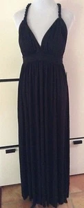 Neu mit Etikett Allen B Schwartz schwarz Maxi Sonne ärmellos römisch griechischer Look gepolstert weich Md - Bild 1 von 7