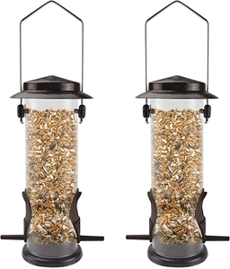 2 Pack Stainless Steel Tube Bird Feeders Outdoor Hanging Thistle Finch Feeder - Picture 1 of 12