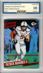 2017 Prestige Patrick Mahomes RC #232 Xtra Points Blue Graded FCGS 10 GEM MINT - Picture 1 of 2