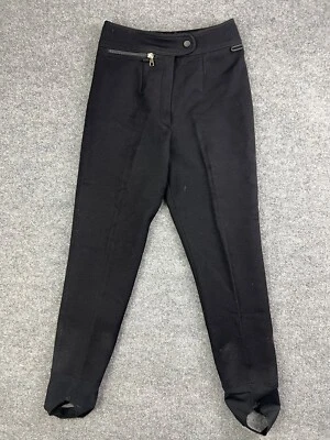 Pantalones de esquí de lana vintage para mujer 10 estribos negros cremallera a presión hechos en Italia Foto 1 de 4