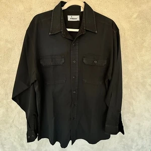 Camisa de Trabajo Roebucks Años 80 Negra Manga Larga Perma-Prest Talla XL Mezcla de Algodón - Imagen 1 de 13