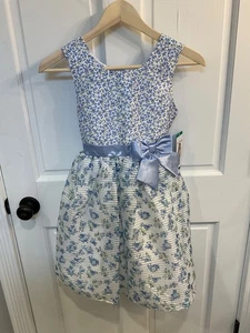 JONA MICHELLE Girls Blue Floral Dress Flowers Size 8 - Picture 1 of 9