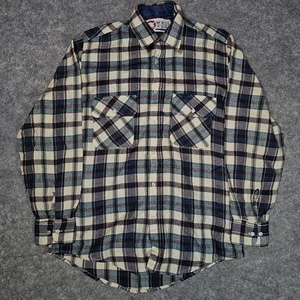 VTG Sports Afield Flannel Shirt Men's M 15-15 1/2 Blue Plaid Lumberjack L/S - Picture 1 of 6