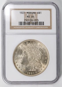 1921 Morgan Silver Dollar * Classificato NGC MS64 * Ultimo anno del Morgan - Foto 1 di 4