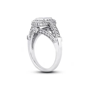 1.40ct L-VS1 Princess Natural Certified Diamonds 14k Gold Halo Engagement Ring - Picture 1 of 3