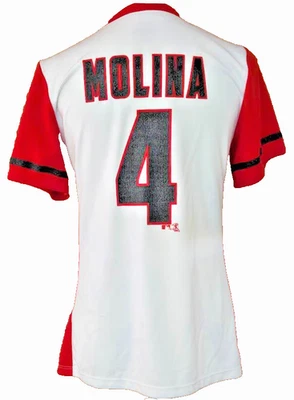 St. Louis Cardinals #4 Yadier Molina Black & Red Sparkle Jersey MLB Women's- L - Image 1 of 4