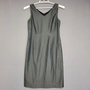Vintage DG Donna Gray Sheath Dress Womens 8 Gray Shimmer Shine V-neck Sleeveless - Picture 1 of 11