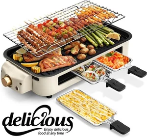 1600W Electric Barbecue Grill Hot Plate Smokeless Indoor BBQ Griddle Table top - Picture 1 of 10