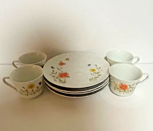 Juego (4) ¡Taza de té y plato para servir Andrea By Sadek "Flor del país"! - Imagen 1 de 15