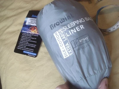 Forro de saco de dormir Browint seda + algodón, extra ancho 87"X43", viaje ligero Foto 1 de 2