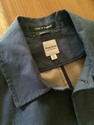 HARDY AMIES, SAVILE ROW - СИНИЙ ГОРОШЕК ПАЛЬТО - ЧИСТЫЙ ХЛОПОК - СДЕЛАНО В АНГЛИИ - Изображение 1 из 4