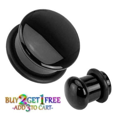 Par de enchufes de piedra de ágata negra de 8 g-25 mm medidores de llamarada única túneles oreja 1627 Foto 1 de 2