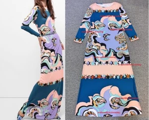 MW010074 - DESIGNER MULTICOLOUR JERSEY SILK MAXI DRESS (#737C) - Picture 1 of 7