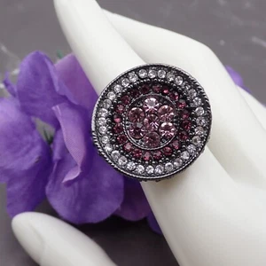 Lia Sophia Purple Reign Crystal Rhinestone Silver Tone Size 8 Ring - Picture 1 of 7