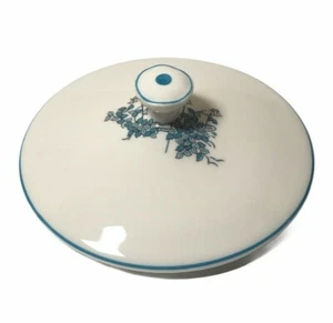 Haviland Zuckerdose Linneae runder Deckel Porzellan blau Blumenrand - Bild 1 von 4