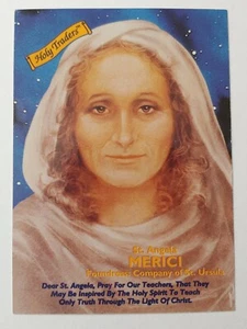 ✟ HOLY TRADERS Saint ANGELA MERICI (1993 Aziriah Co) Catholic Trading Card - Imagen 1 de 2