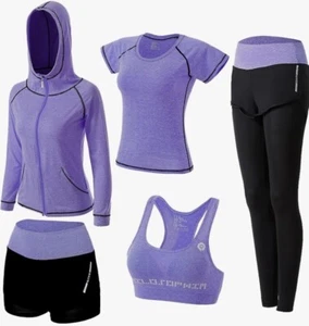 ZETIY Women's Size L Yoga Running Activewear 5 Piece Outfit Pants, Bra, Jacket - Picture 1 of 1