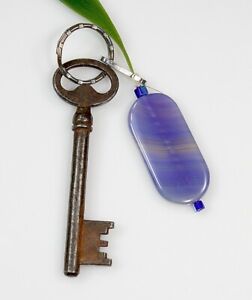 Pendentif porte-clés charme pierre d'agate fermeture éclair / ornement arbre de Noël violet