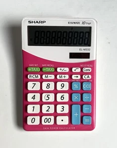 Sharp El-M332 10 Digit Battery Solar Cell Powered Power Twin - Pink Multicolor - Picture 1 of 2