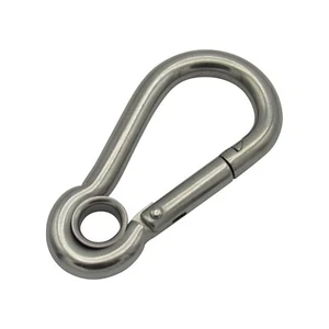 Gancio in carbina placcato zinco 8 mm con occhiello - clip moschettone connettore a scatto marino - Foto 1 di 2