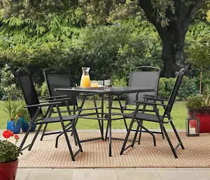 Black Red 5-Piece Outdoor Patio Dining Set Elegant Albany Lane Garden Furniture - Picture 1 of 45