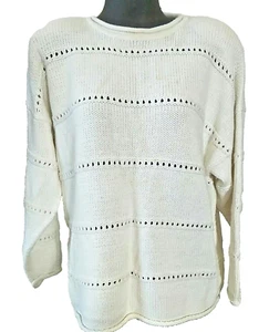 STYLE NEW YORK Long Sleeve White Roll Neck Hollow Out Crochet Knitted Sweater M - Picture 1 of 12