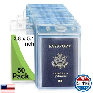 Fushing Pack of 50 Clear Plastic Vertical Badge Holders, Name Tag Holders, Ca - Picture 1 of 5
