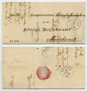 115600 - Faltbrief Gemeinde Oberpfaffenhofen - Wessling 25..10.1894 nach München - Bild 1 von 2