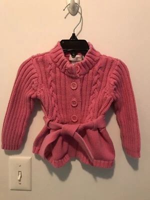 Savannah Baby Girl Pink Belted Cardigan Sweater Size 12 Months, L@@k!! - Image 1 of 4