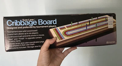 Vintage 1983 Pressman Sure-Lane Cribbage Board 3 Track Solid Wood #1011 NEW - Image 1 of 4