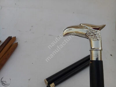 Bastón de madera con diseño de águila de latón vintage 3 pliegues nuevo hecho a mano regalo Foto 1 de 4