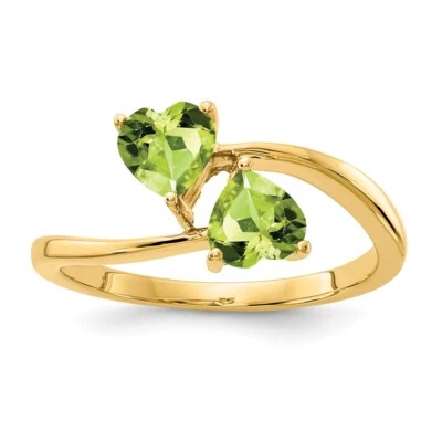 Anillo de compromiso de peridoto de oro amarillo de 14k talla 6 Foto 1 de 4