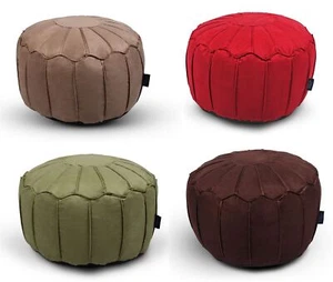 Kunstleder Rund Marokkanisch Sitzsack Pouf Sitz Sitzsack Fußbank Paspelierte Kanten - Bild 1 von 21