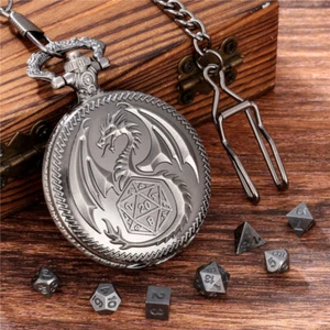 7Pcs/Set Antique Metal Polyhedral Dice DND Role Playing Game with Protable Box - Picture 1 of 11