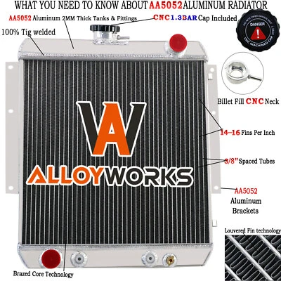 4 Row Aluminum Radiator For 1966-1974 Jeep DJ5 3.8L 4.2L L6 3.7L V6 2.2L 3.2L L4 - Image 1 of 4