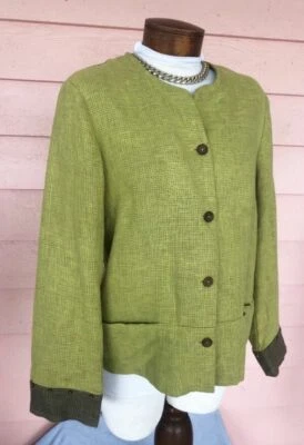 SIGRID OLSEN PETITE Light Unlined Jacket 10P Linen Blend 2 Pockets Nice Details - Image 1 of 4