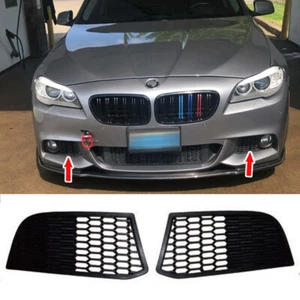 Fog Light Grille Cover for BMW F10 F11 2011-2014 M Package w/o Hole Glossy Black - Picture 1 of 4