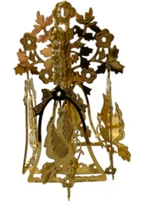 De colección Danbury Mint 1989 Chapado en Oro 3D Adorno de Navidad "Palomas y Campanas" - Imagen 1 de 5