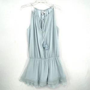 Abito Kenji Elizabeth and James Dew blu stropicciato seta blouson taglia small volant - Foto 1 di 13