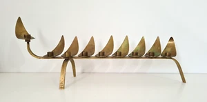 rare copper Hanukkah menorah Ludwig Wolfert לודוויג יהודה וולפרט signed - Picture 1 of 4