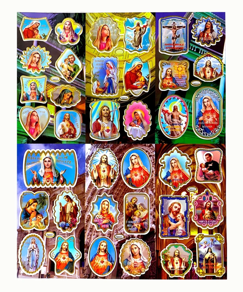 37 Pcs Catholic Religious Stickers Sacred Heart Jesus Mary Holy Family Therese - Image 1 of 1