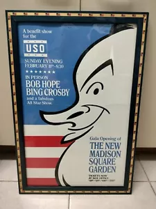Póster enmarcado de Bob Hope Bing Crosby 1968 gala del Madison Square Garden inauguración USO - Imagen 1 de 8