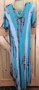 Cal Style Damen XL Badeanzug Cover Up Maxi blau/braun  - Bild 1 von 3