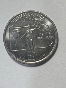 1999 D Pennsylvania Quarter.  Unzirkuliert aus US Münzrolle. - Bild 1 von 6