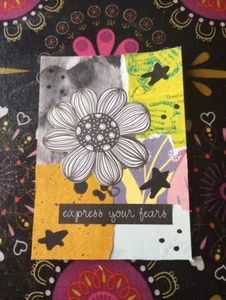 Tarjeta coleccionable de artista ACEO medios mixtos roble - Imagen 1 de 1