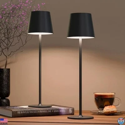 uuffoo 2-Pack Cordless Rechargeable Table Lamps - Black Design, 3 Color Dimming - Image 1 of 4