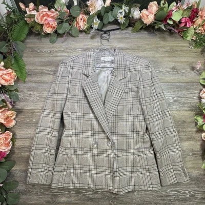 Chaqueta Abrigo Blazer Para Mujer Gloria Vanderbilt Talla 10 Tweed Cuadros De Colección Foto 1 de 4
