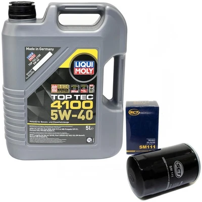 Motoröl Set LIQUI MOLY 5W-40 5 Liter + Ölfilter für Audi BMW Seat Skoda VW Polo - Bild 1 von 4